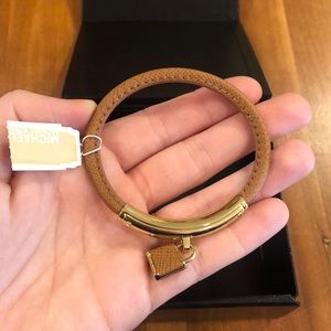 Michael Kohr’s heritage padlock brown leather/gold bracelet BRAND NEW NEVER WORN